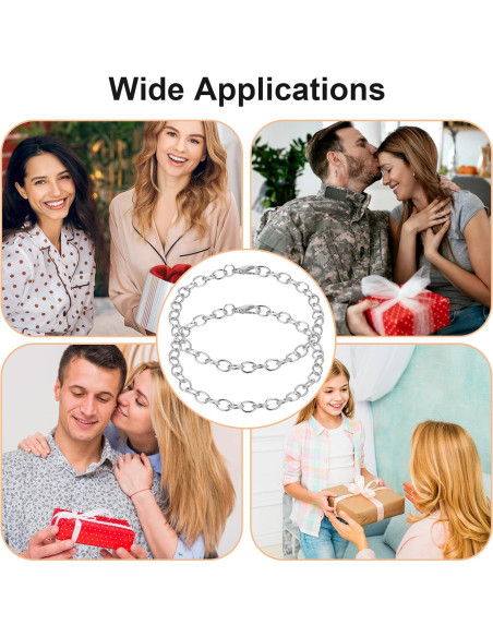 20 Cadenas de Pulsera con Encanto Prasacco Plata 17.8cm