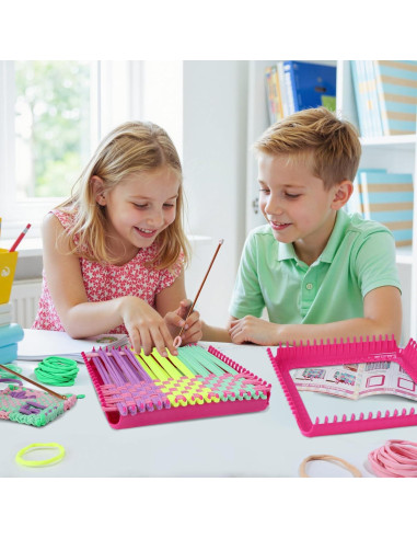 Kit de Telar de Tejer Huoszpk - 2 Marcos de 18 cm, 400 Bucles