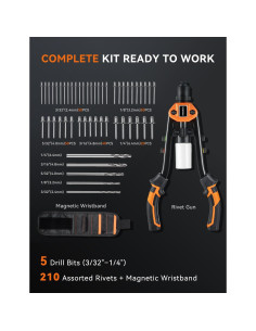 Kit de Remachadora Profesional AUTOWN AR-GK71 con 5 Brocas y Pulsera Magnética 2