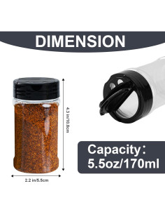 Set de 12 frascos de especias YRYUNRUI 170 ml con tapa shaker 2