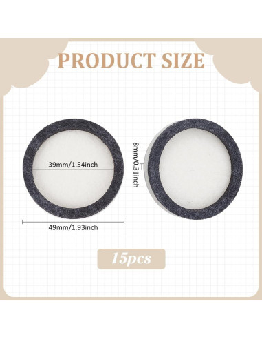 Tableros de Fieltro para Beading BENECREAT 15 Pcs 39mm Gris