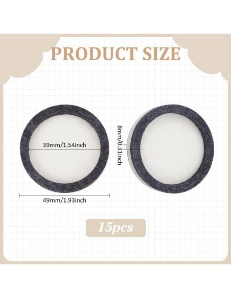 Tableros de Fieltro para Beading BENECREAT 15 Pcs 39mm Gris