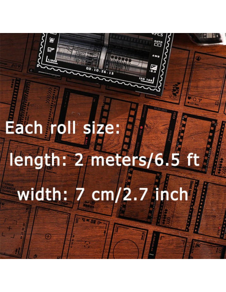 4 Rollos Cinta Washi Patrón Filmstrip QILANJO 2m x 5-7cm 4 Rollos Cinta Washi Patrón Filmstrip QILANJO 2m x 5-7cm