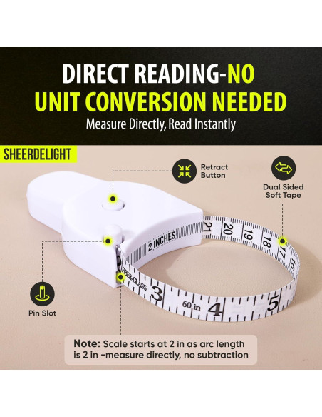 Cinta Métrica Corporal SheerDelight - Paquete de 2, 152.4 cm