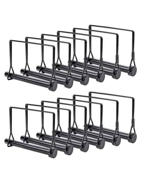 12 Pasadores de Bloqueo Negro Worldity 10.8 cm Acero al Carbono