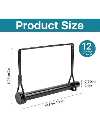 12 Pasadores de Bloqueo Negro Worldity 10.8 cm Acero al Carbono