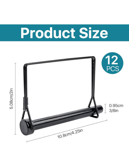 12 Pasadores de Bloqueo Negro Worldity 10.8 cm Acero al Carbono