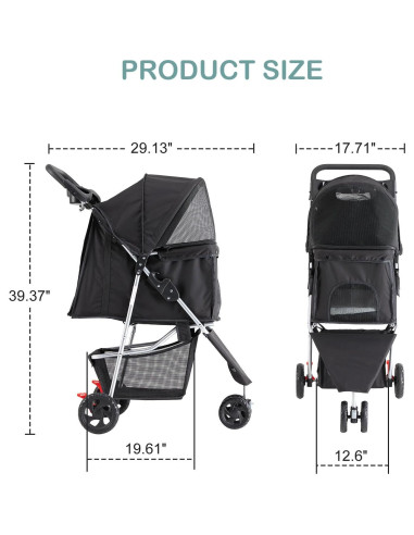 Carrito de Mascotas Sweetcrispy Plegable para Perros y Gatos 73.9x44.9cm