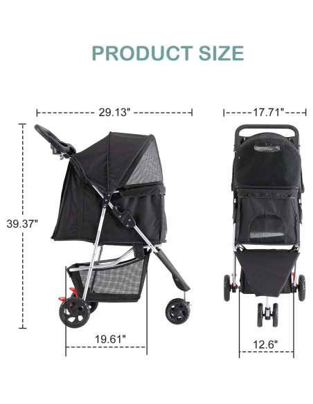 Carrito de Mascotas Sweetcrispy Plegable para Perros y Gatos 73.9x44.9cm