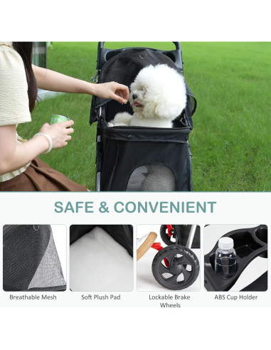 Carrito de Mascotas Sweetcrispy Plegable para Perros y Gatos 73.9x44.9cm