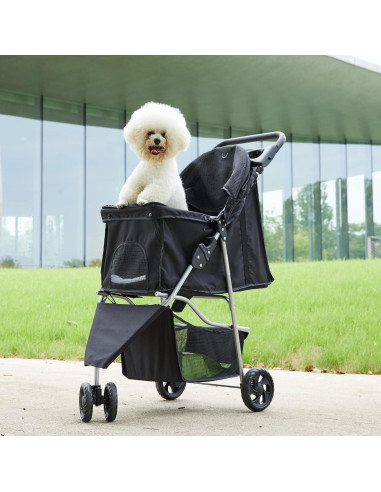 Carrito de Mascotas Sweetcrispy Plegable para Perros y Gatos 73.9x44.9cm