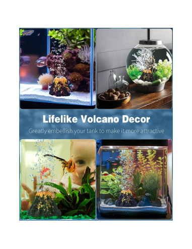 Adorno de Volcán para Acuario Uniclife 6.6x4.6cm con Burbujador