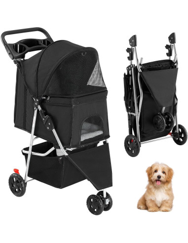 Carrito de Mascotas Sweetcrispy Plegable para Perros y Gatos 73.9x44.9cm