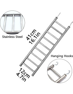 Escalera de Aves Acero Inoxidable 2 Pack 9 Pasos 40.6 cm 2