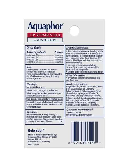 Conjunto Balsamo Labial Aquaphor SPF 30 4.8g x 4 Unidades