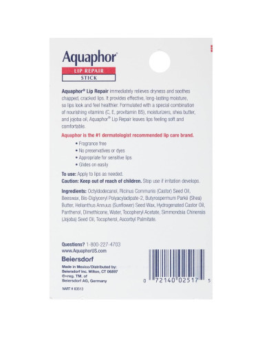 Conjunto Balsamo Labial Aquaphor SPF 30 4.8g x 4 Unidades