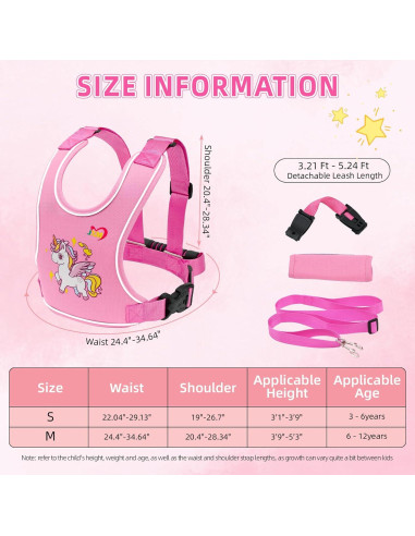 Arnés de Caminata Seguro para Niñas Rosa VJXM 23003 Ajustable