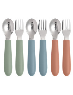 Juego de Cubiertos para Niños Eascrozn - 6 Piezas de Acero Inoxidable y Silicona
