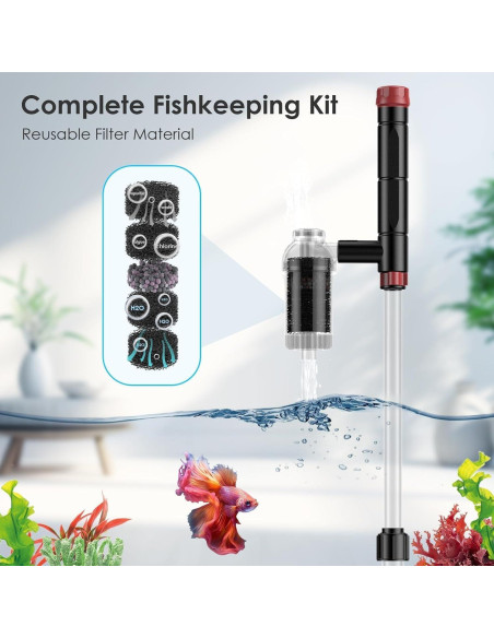 Limpiador de Grava para Acuario AKKEE 36W Multifuncional