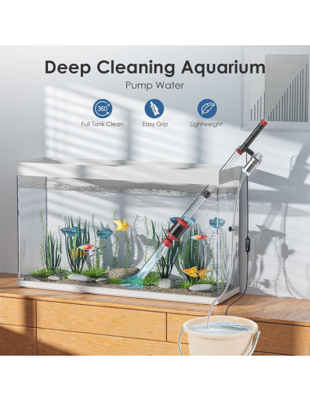 Limpiador de Grava para Acuario AKKEE 36W Multifuncional