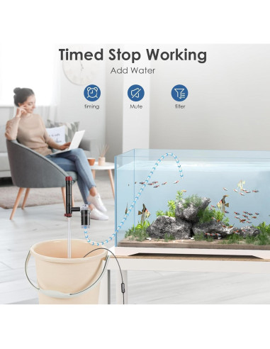 Limpiador de Grava para Acuario AKKEE 36W Multifuncional