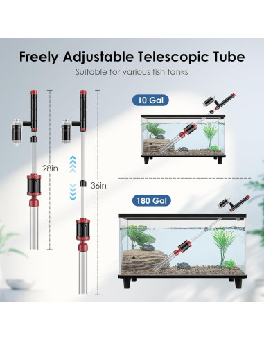 Limpiador de Grava para Acuario AKKEE 36W Multifuncional