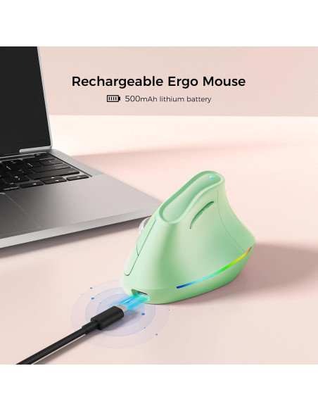 Ratón Ergonómico Inalámbrico KYSONA Verde, 57 con RGB