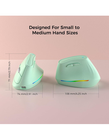 Ratón Ergonómico Inalámbrico KYSONA Verde, 57 con RGB