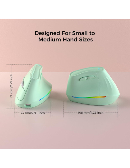 Ratón Ergonómico Inalámbrico KYSONA Verde, 57 con RGB