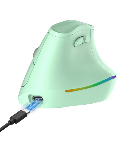 Ratón Ergonómico Inalámbrico KYSONA Verde, 57 con RGB