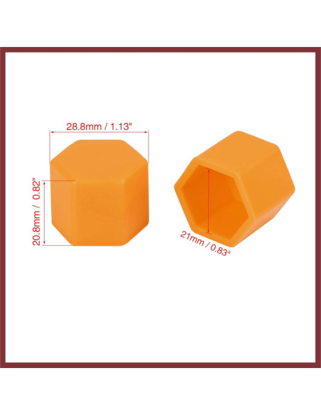 20 Cubiertas de Tornillos de Rueda HEROFFIX 21mm Naranja Silicona