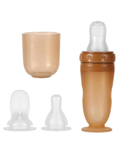 Botella Alimentadora de Silicona para Bebés 3 en 1 - Marrón
