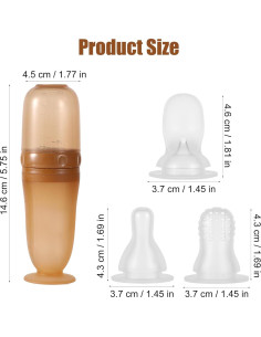Botella Alimentadora de Silicona para Bebés 3 en 1 - Marrón 2