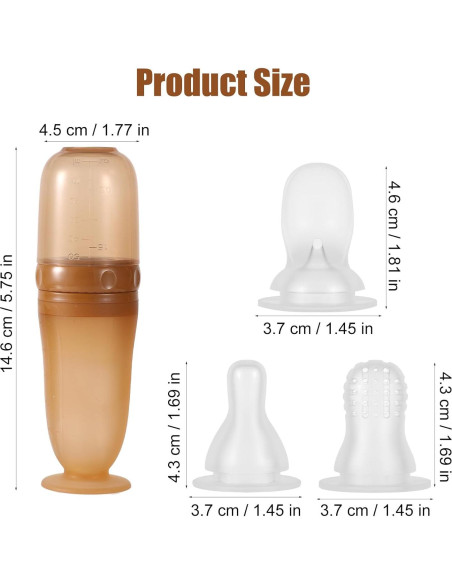 Botella Alimentadora de Silicona para Bebés 3 en 1 - Marrón