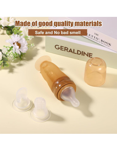 Botella Alimentadora de Silicona para Bebés 3 en 1 - Marrón