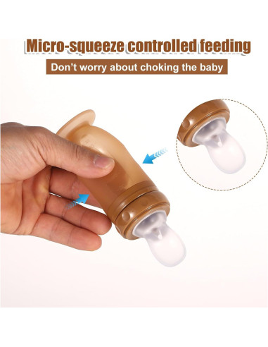 Botella Alimentadora de Silicona para Bebés 3 en 1 - Marrón
