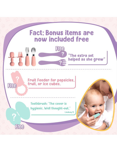Juego de Alimentación para Bebés FEDBB 17 Piezas Silicona Rosa