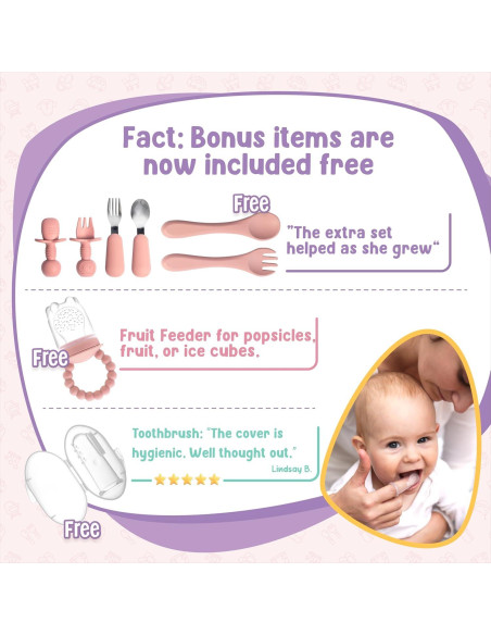 Juego de Alimentación para Bebés FEDBB 17 Piezas Silicona Rosa