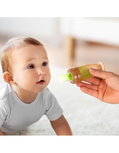 Botella Alimentadora de Silicona para Bebés 3 en 1 - Marrón