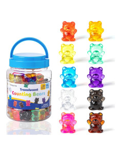 100 Contadores de Oso Translúcido Odoorgames - 10 Colores - Manipulativos para Jardín de Infancia