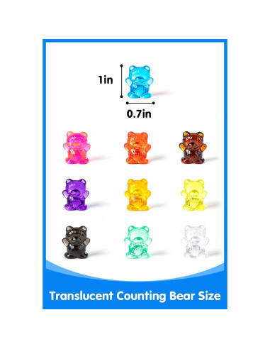 100 Contadores de Oso Translúcido Odoorgames - 10 Colores - Manipulativos para Jardín de Infancia