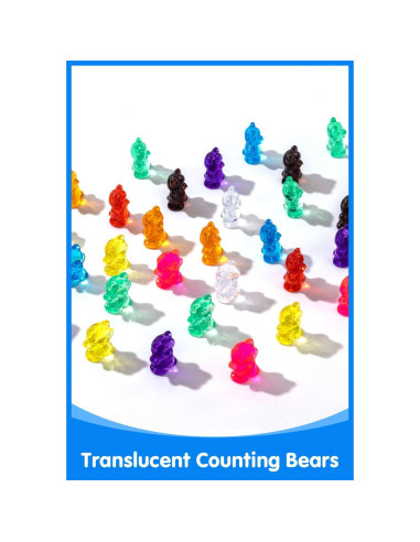 100 Contadores de Oso Translúcido Odoorgames - 10 Colores - Manipulativos para Jardín de Infancia