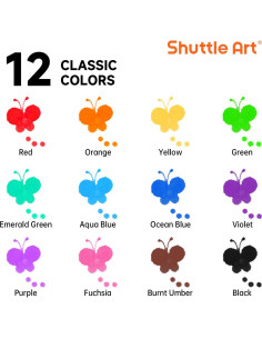 Marcadores de Puntos Shuttle Art 12 Colores Lavables No Tóxicos 2