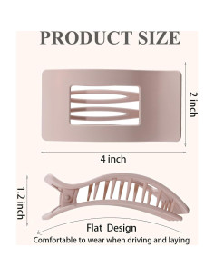 4 Clips de Pelo Planos Lahnie - Fuerte Sujeción 10.16x5.08cm 2