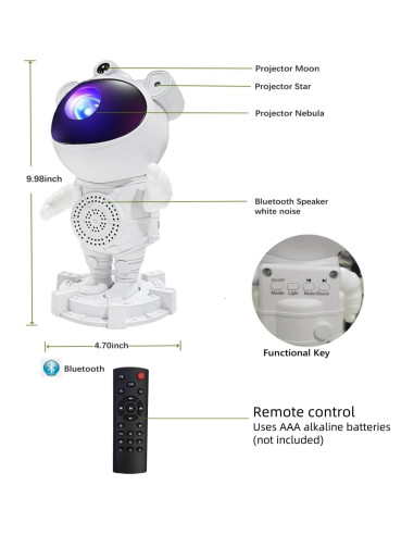 Proyector de Estrellas Astronauta Meixinsi, Luz Nocturna 3D