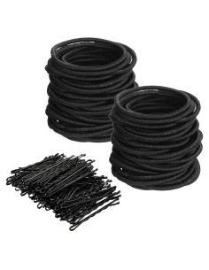 Set de 100 Gomas y Pinzas para el Cabello Negras Yuxung