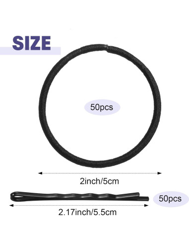 Set de 100 Gomas y Pinzas para el Cabello Negras Yuxung