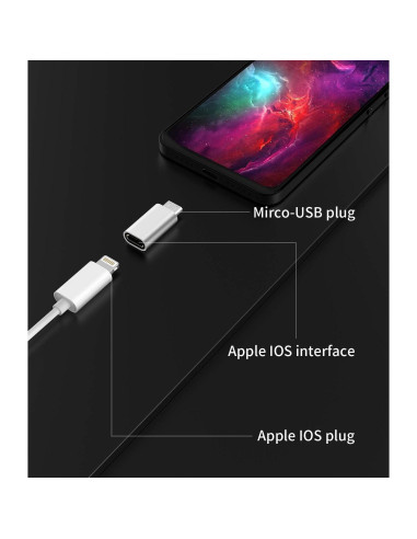 Adaptador Lightning a Micro USB 3 Pack Kefiany - Carga y Sincronización