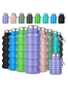 8 Botellas de Agua Plegables Lallisa 500 ml Silicona Multicolor