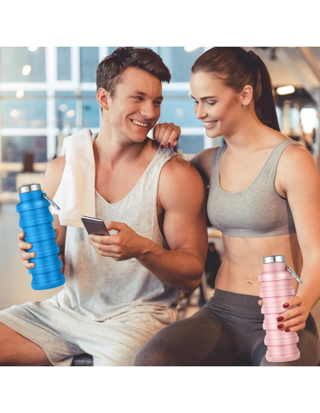 8 Botellas de Agua Plegables Lallisa 500 ml Silicona Multicolor